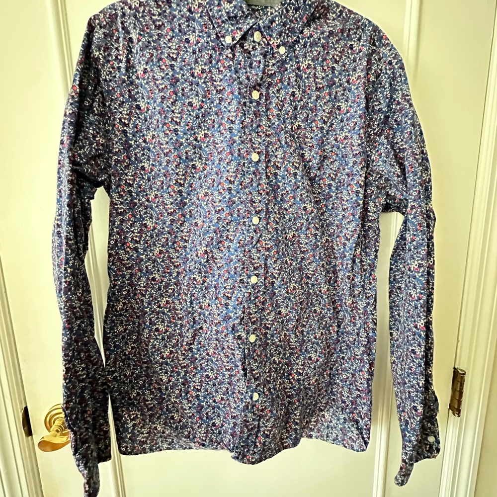 J. Crew Blue Floral Button Down Shirt